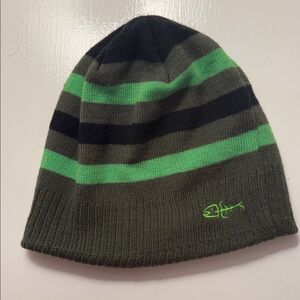 Screamer Striped Green and Black Kids Beanie-See Photos